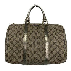 Auth GUCCI GG Plus/GG Supreme 193603 Beige Dark Brown PVC Leather - Handbag